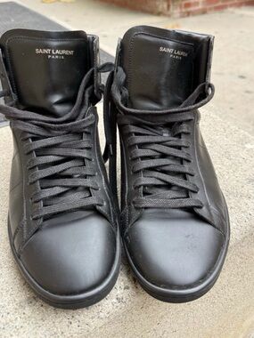 Saint Laurent Black Leather High-Top Sneakers Court Classic SL/01H